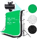 Photo Video Studio 10 x 8.5ft Stand with Muslin Backdrop Green-White-Black-2.webp