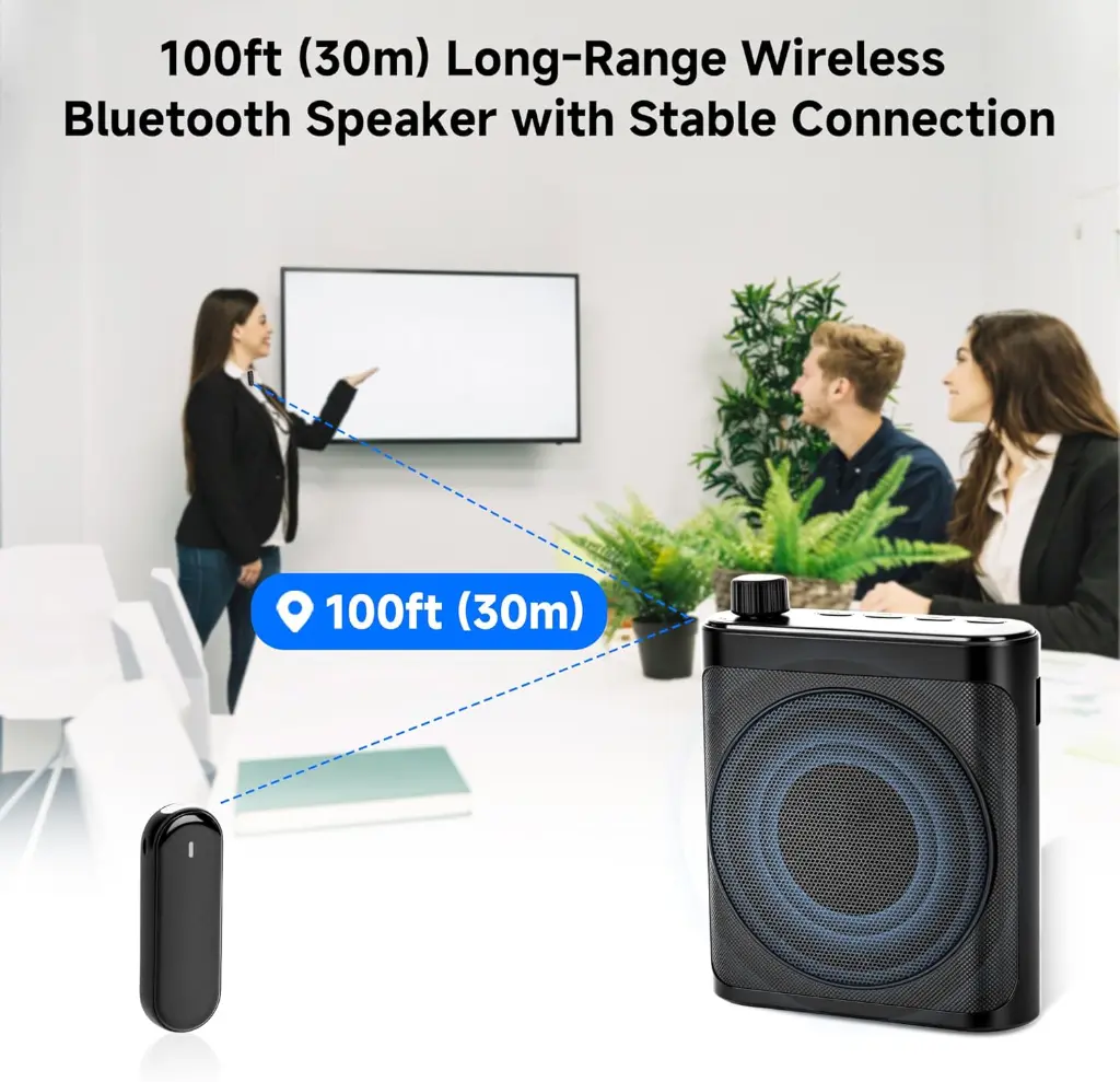 Wireless Voice Amplifier with 2 Wireless Lavalier Microphones-5.webp