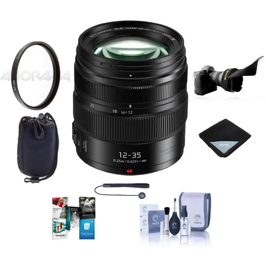 [PanasonicLens] Lente asférica Panasonic Lumix G X Vario 12-35 mm f/2.8 II para Micro Cuatro Tercios, paquete con filtro UV de 58 mm, parasol flexible, estuche para lente, funda para lente, kit de limpieza y correa para tapa de lente.